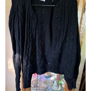 VTG Lambswool Cardigan Sweater Black Vintage Club Classics